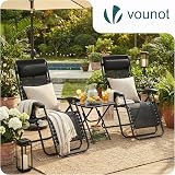 VOUNOT Zero Gravity Chair Set of 2 with Side Table Black Folding Loungers view 2