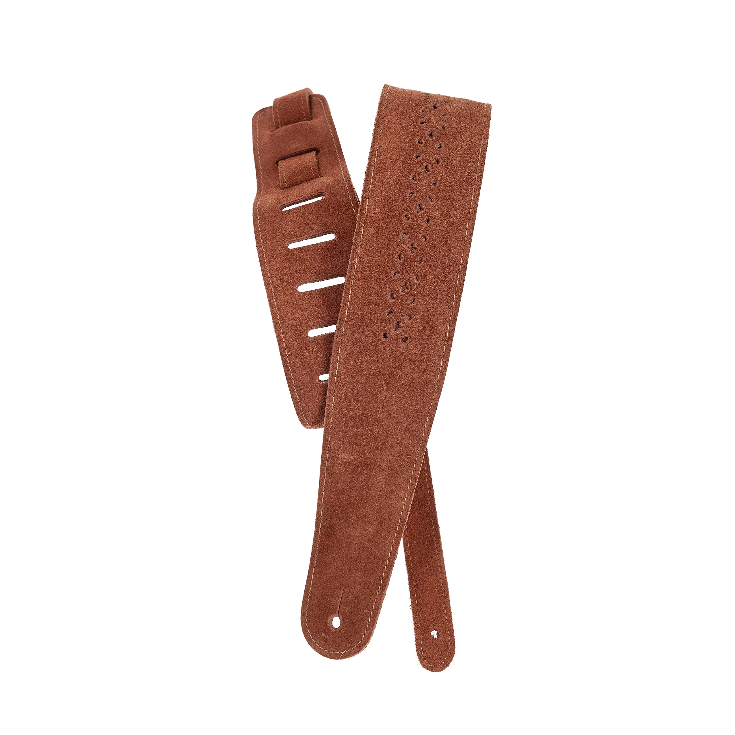 Planet Waves D'Addario Vented Leather Adjustable Guitar Strap, Camel Suede Rosette