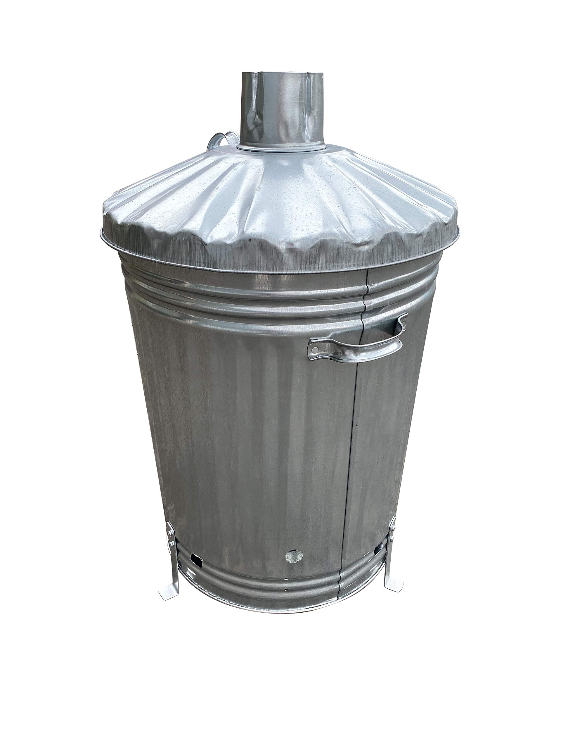 Home storage King large galvanised metal fire bin garden incinerator with lid for outdoor use.