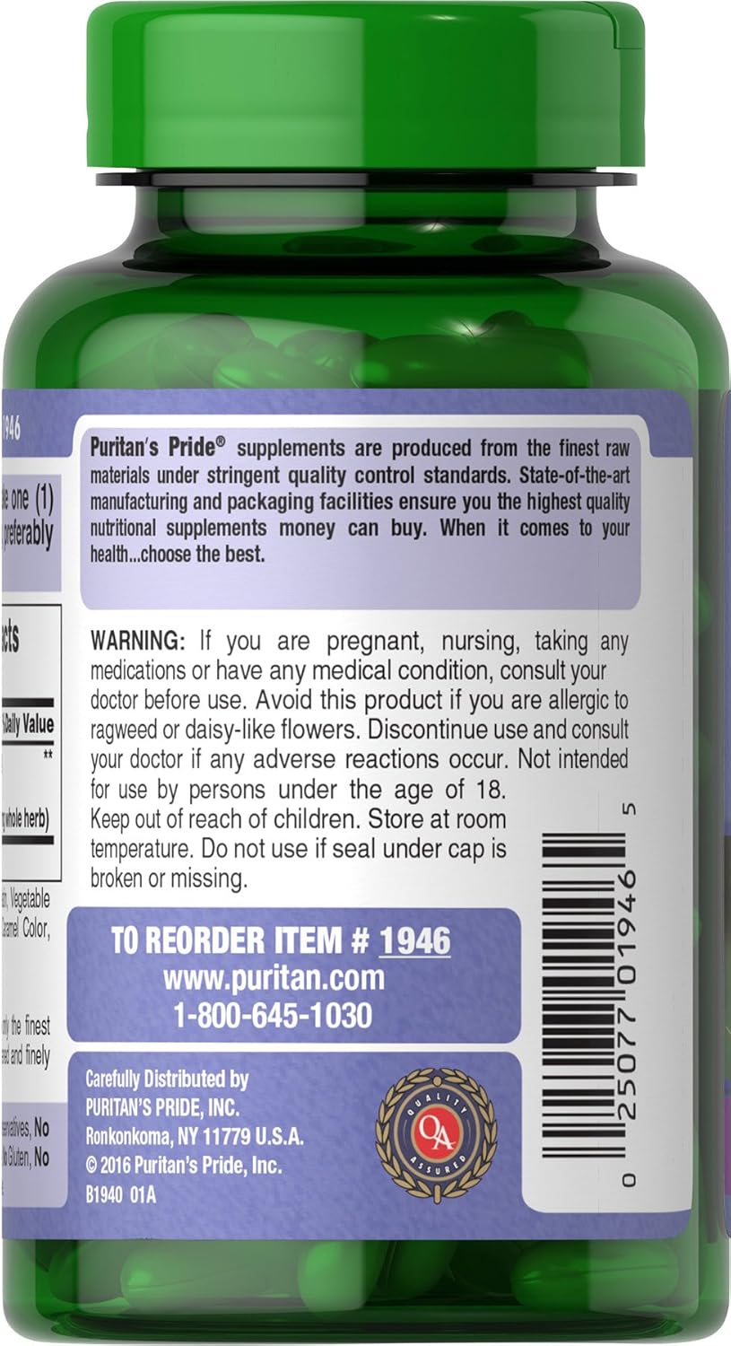 Puritans Pride Milk Thistle 4:1 Extract 1000 Mg (Silymarin) Softgels, 180 Count: Health & Personal Care