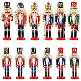 Aoriher 12 Pcs Christmas Nutcracker Ornament Small Wooden Soldier Hanging Decorations Nutcracker Figure Ornament for Christmas Tree Figure Decoration Gift