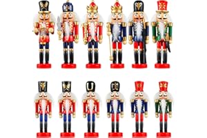 Aoriher 12 Pcs Christmas Nutcracker Ornament Small Wooden Soldier Hanging Decorations Nutcracker Figure Ornament for Christmas Tree Figure Decoration Gift