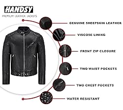 HANDSY Leather Jackets For Men - Leather Motorcycle