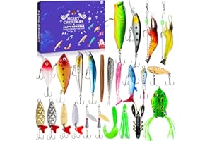 QYQBOON Fishing Lure Advent Calendar 2025 24 Days of Fishing Bait Christmas Advent Calendar 2025 Fishing Gift for Fishermen Adult Teen Boys Mystery Tackle Box Surprise Countdown