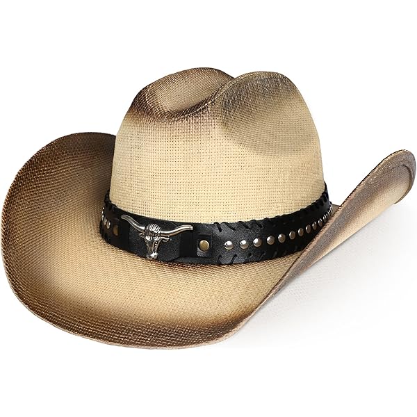 Chapeau de cowboy neuf Bullhide Anaheim denim pompons en cuir + pierres