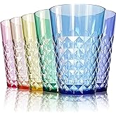 SCANDINOVIA - 32 oz Unbreakable Premium Iced Tea Drinking Glasses Tumbler (Set of 6) - BPA Free Super Grade Acrylic Plastic Cups - Dishwasher Safe, Juice - Diamond Design