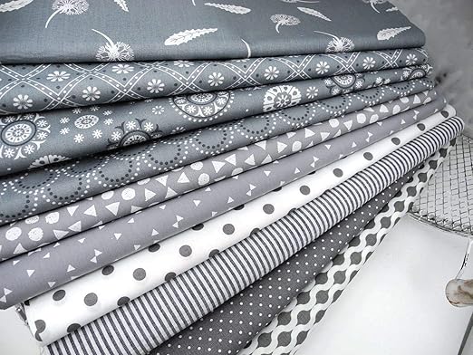 Qjutie Lottashaus No5 10x Stoff Grau Stoffpaket Stoffe Patchwork Sterne Streifen Shabby Chic Amazon De Kuche Haushalt