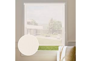 Persilux Solar Roller Shades for Window Sheer Shades Light Filtering Window Shades (30" W x 72" H, Beige) Flame Retardant, Blinds for Window, Office Easy to Install