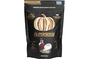SuperSeedz Dry Roasted Pumpkin Seeds - Maple Sugar & Sea Salt Pepitas, Whole 30, Vegan, Keto, 8g Plant Based Protein, Produced in USA, Nut Free, Fresh Gluten Free Snack (4oz)