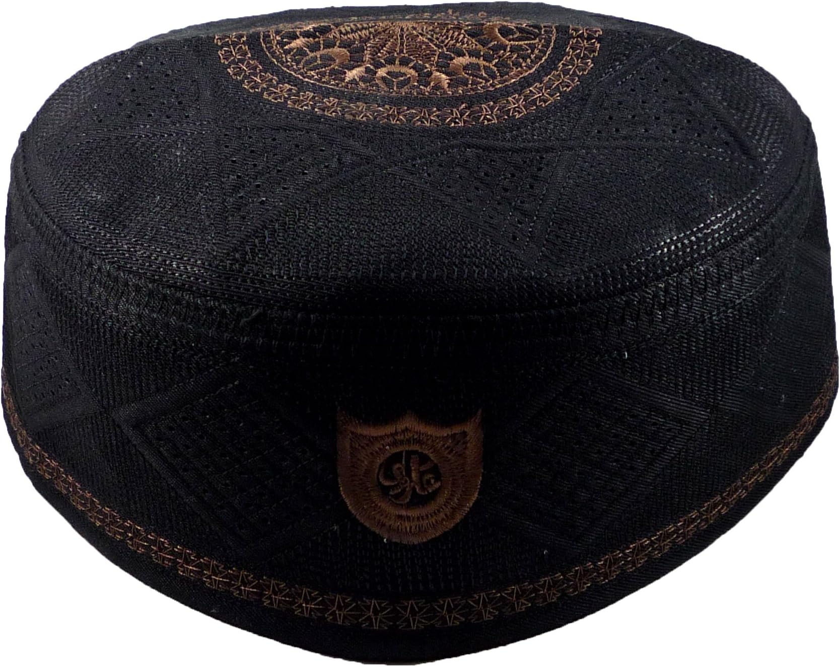 Alwee ALW002 Men's Muslim Prayer Hat Headware Skull Cap Islam Kufi Black White