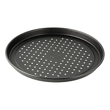Dr. Oetker Aufback-Pizzablech Ø 28 cm, Backblech aus Stahl für tiefgekühlte & selbstgemachte Pizza, rund & antihaftbeschichte