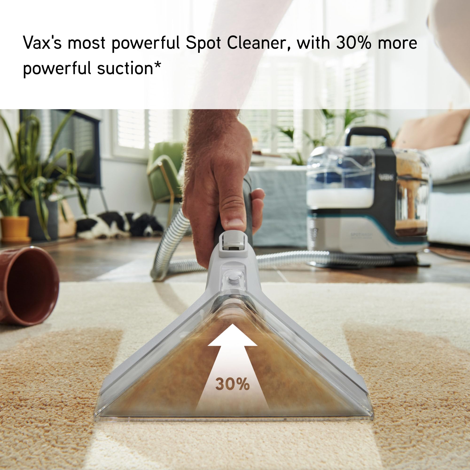 Vax SpotWash Max Pet-Design Spot Cleaner, Carpet Cleaner Machine, Upholstery and Sofa Cleaning, XL Tanks, Motorised, Crevice & Pet Tools for Spills & Stains, Included Solution, White/Blue, CDSW-MPXP