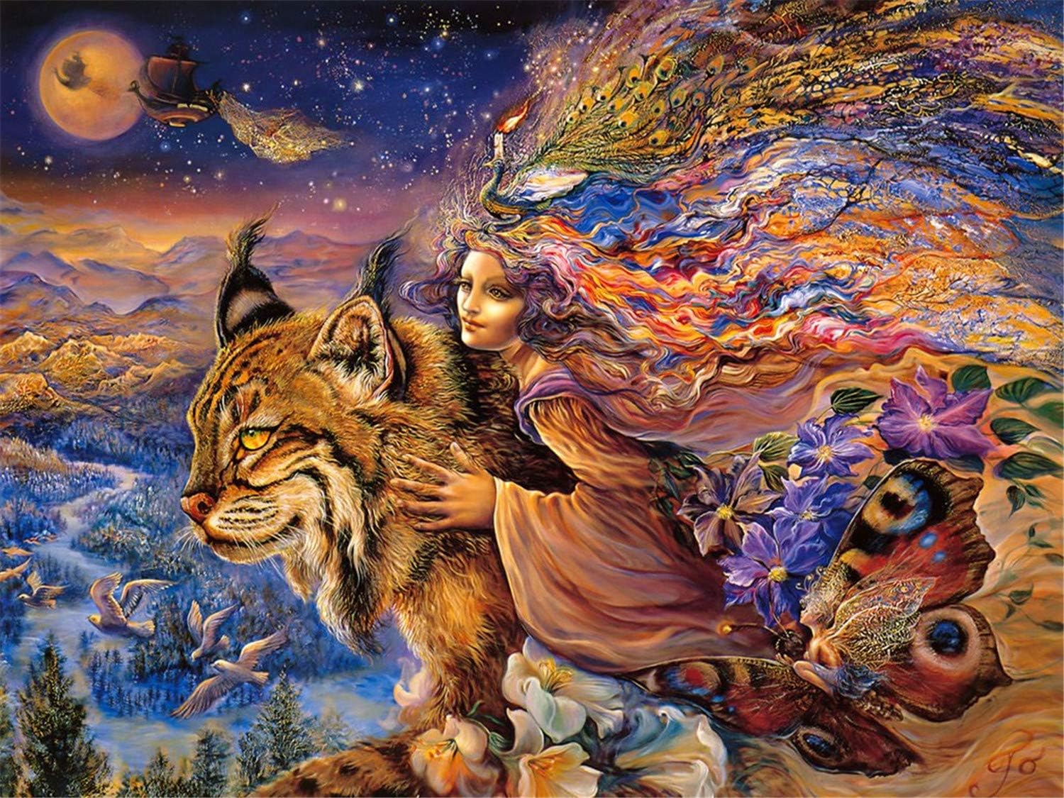 1000 PCS Adult Jigsaw Puzzle Character Oil Painting Jigsaw Magic Lynx, Large Jigsaw Puzzle, Adult Decompression Child Education Gift