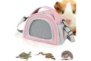 YUDODO Hamster Carrier Guinea Pig Carrier Bag Small Animal Sugar Glider Pouch Gerbil Hedgehog Portable Travel Carrier Outdoor Hangbag Flying Squirrel Rat Carrier Pink