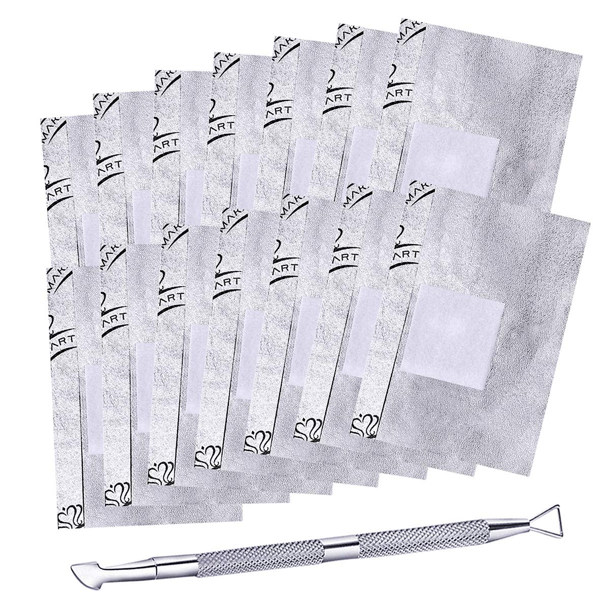 Makartt Nail Polish Nail Gel Remover Soak Off Gel Nail Polish Remover Foil Wraps 200pcs with Larger Cotton Pad 1 pcs Cuticle Pusher, R-01 : Beauty