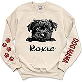 LOVELYPOD Personalized Dog Lover Gifts, Glitter Sweatshirt For Women, Dog Mama Shirts For Women