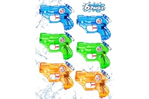 Quanquer Water Guns for Kids, 6 Pack Mini Squirt Water Pistols Bulk with Trigger, Small Lightweight Watergun Blasters Toys fo