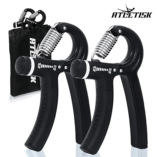 ATLETISK Handtrainer Set - 2er Fingerhantel verstellbar (10-40kg) inkl. Beutel - Hand Trainingsgerät zur Stärkung von Handgel