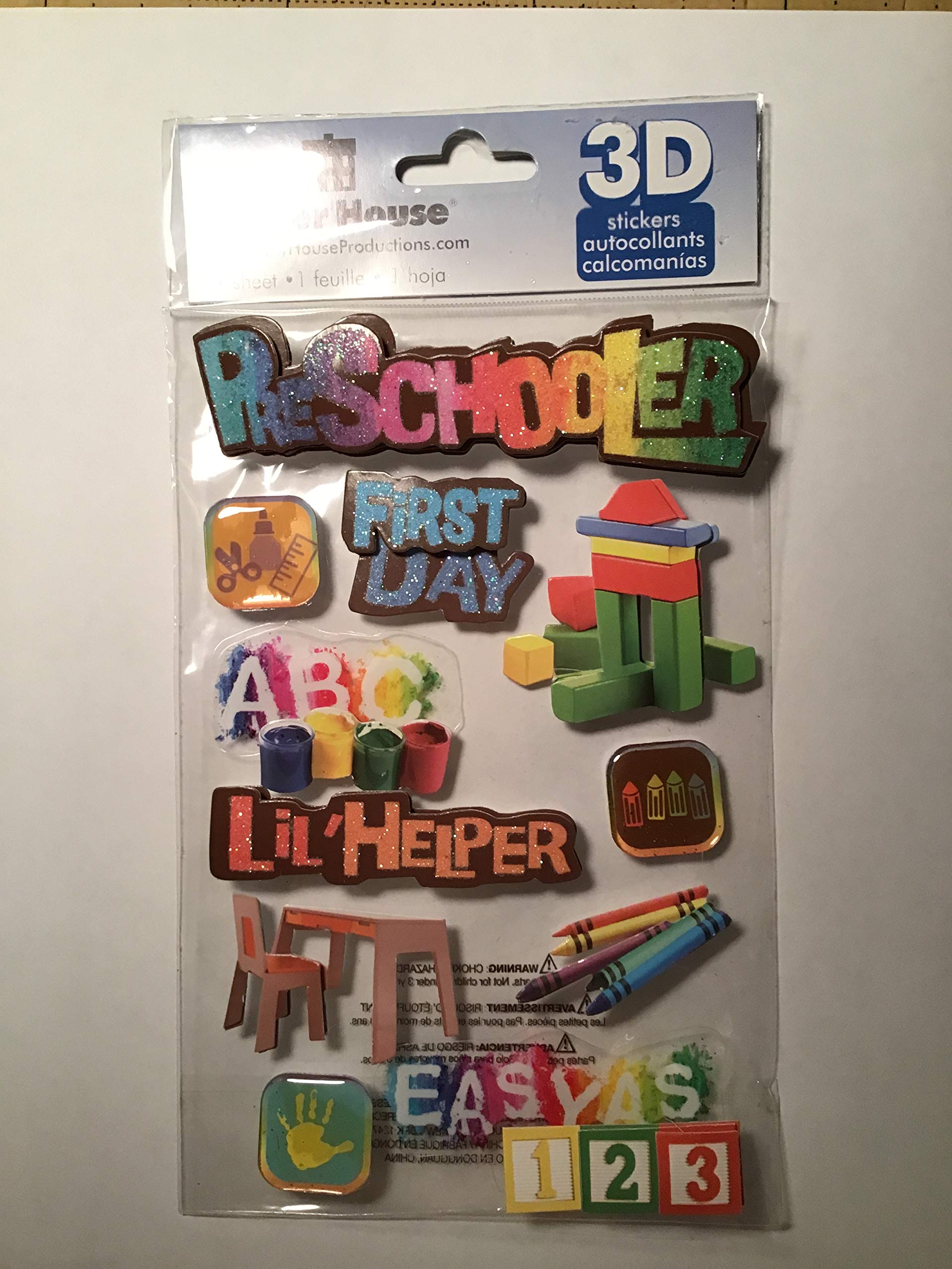 Paper House Productions Pre-Schooler 3D Stickers , Multi-Colour, PHSTDM-0052E, 22.4 x 12 x 0.5 cm