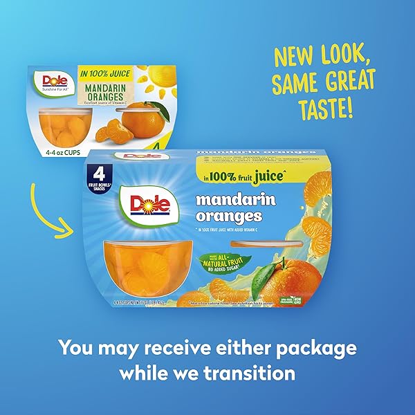 DOLE FRUIT BOWLS MANDARIN ORANGES IN 100% JUICE SNACKS, 4OZ 24 TOTAL CUPS, GLUTEN & DAIRY FREE, BULK LUNCH SNACKS FOR KIDS & ADULTS