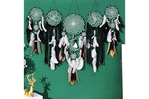DJSYLIFE 5 Pack Dream Catchers Boho Wall Decor Moon and Sun Feather Handmade Traditional Dream Catcher Wall Hanging Decor for Bedroom Living Room Home Halloween Decorations Witchy Gifts (Black Set)