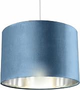 CGC Lighting Modern Velvet 30cm Drum Ceiling Lamp Shade Teal view 4
