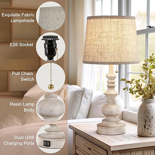 Drawealth Table Lamps for Bedrooms Set of Farmhouse Bedside