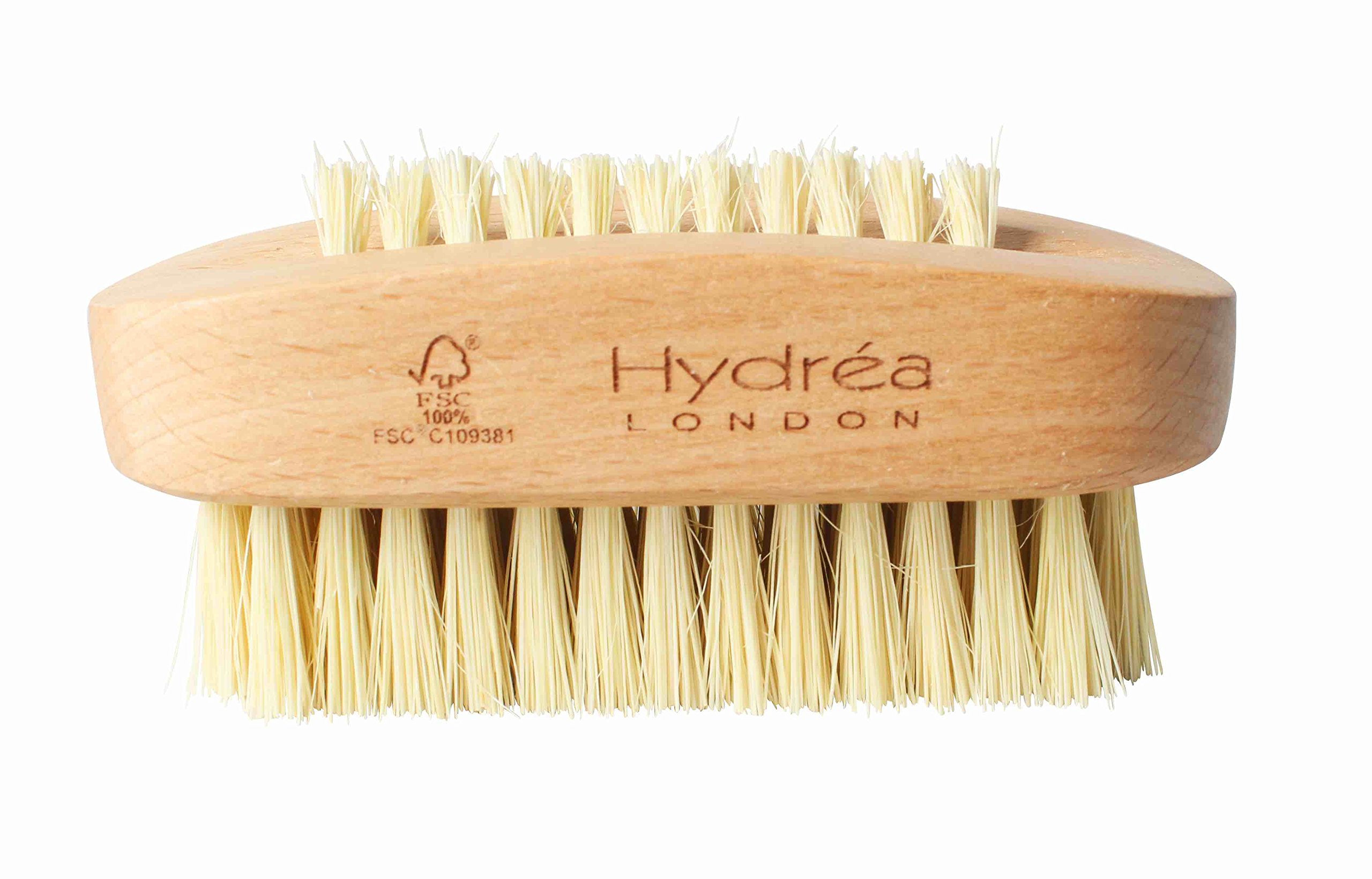 Hydrea London Nail Brush - Double-Sided Pedicure & Manicure Natural Wooden Nail Brush, Vegan Cactus Bristles - Scrubbing Brush, Fingernail Cleaner, & Tough Toenail Cleaning Scrubber - FSC® Certified