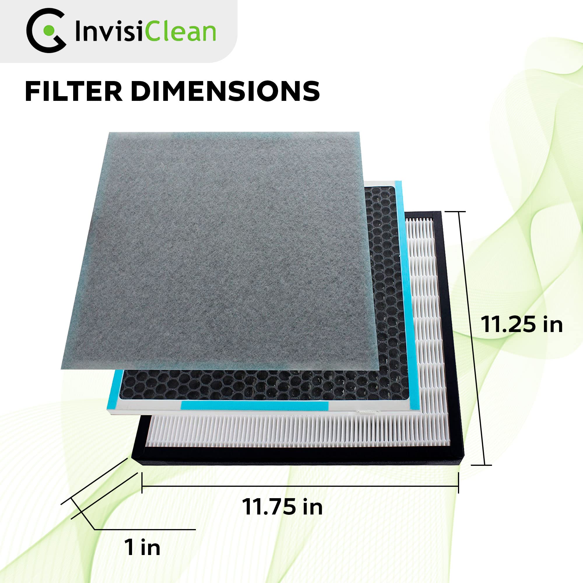 InvisiClean True HEPA/Activated Carbon Replacement Filter - Genuine Filter for InvisiClean Aura IC-5018 and Sensa IC-5120 Air Purifiers