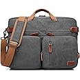 CoolBELL Convertible Backpack Messenger Shoulder Bag Laptop Case Business Briefcase Multi-Functional Travel Handbag Fits 17.3 Inch Laptop for Men/Women (Canvas Dark Grey)