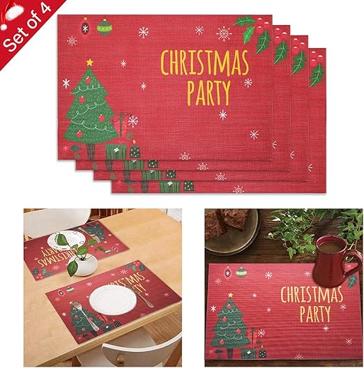 Amazon Com Zwirelz 4pcs Merry Christmas Placemats Waterproof Non