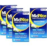 MidNite Sleep Cycle Support Back to Sleep Low Dose Melatonin &amp; Herbal Blend, Cherry Flavor, 30 Quick Melt Tablets (Pack of 4)