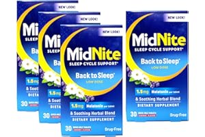 Midnite Sleep Aid for Occasional Sleeplessness, 30 Chewable Cherry Tablets Each (Value Pack of 4)