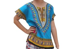 RaanPahMuang Unisex Bright Africa Classic Childrens Dashiki Cotton Shirt Boys Girls