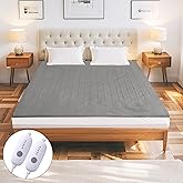 Eydna Electric Mattress Pad Queen Size 60"x80" with 10 Hours Auto Off 5Heat Setting Dual Controller Fit Up to 15 Inch Deep Pocket, Machine Washable - Gray