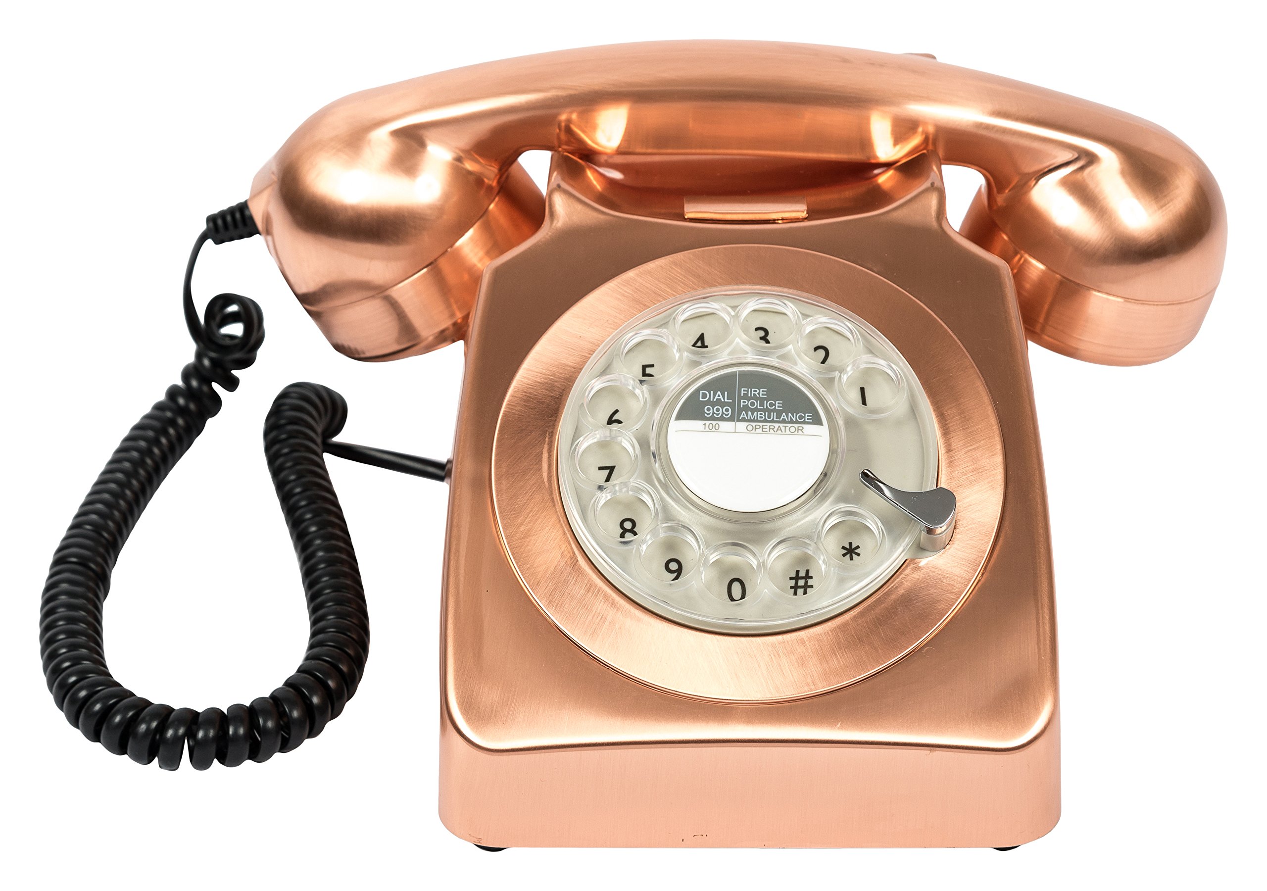 GPO 746 Rotary 1970s-style Retro Landline Phone - Curly Cord, Authentic Bell Ring - Bronze โ image 1