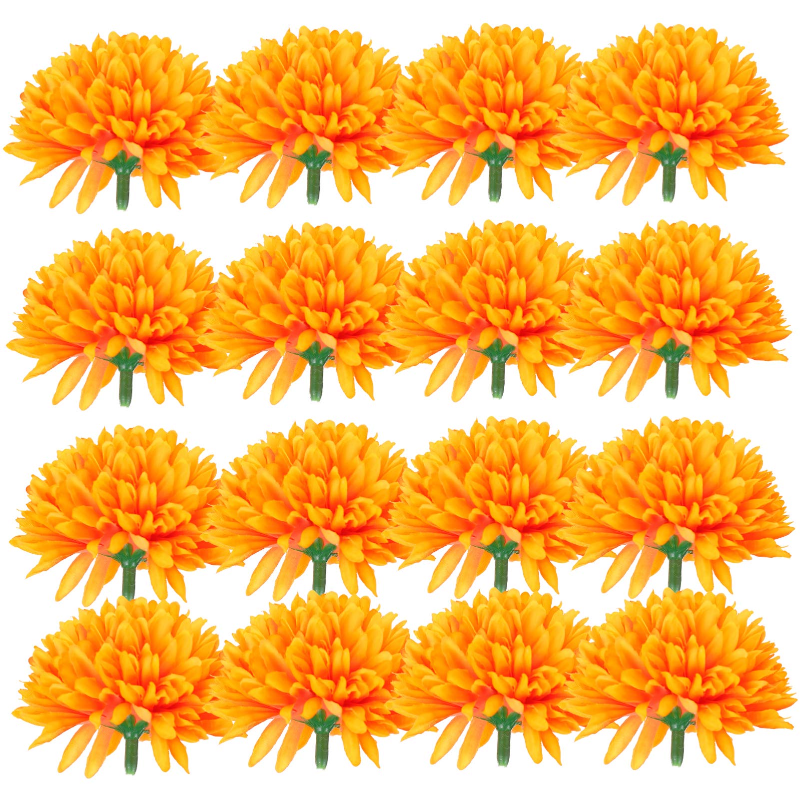 Amosfun Artificial Chrysanthemum Heads Orange Silk Hydrangea Heads Marigold Heads Large for Home Wedding Decor DIY Wreath Art Craft 7 cm Pack of 50