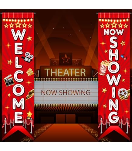 Telón De Fondo Para Fiestas Temática Cine Hollywood - Tamaño 7x5 Pies (210x150 Cm), Algodón, Diseño Cortina Roja - Para Fotos, Eventos Y Decoración