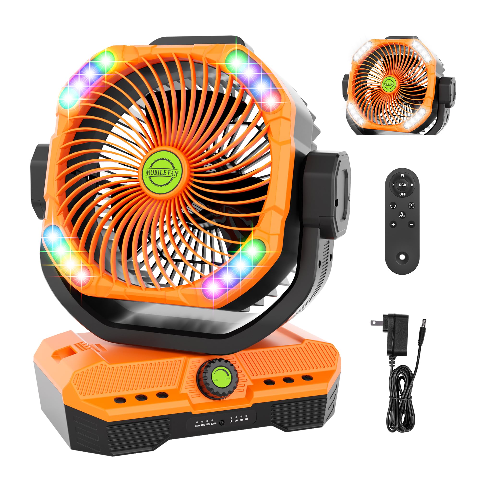 Photo 1 of TDLOL 45000mAh Battery Powered Fan Rechargeable, High Velocity 360°Auto-oscillating Powerful Airflow Battery Operated Fans, Quiet & 8H Timer Cordless Outdoor Fan for Bedroom Travel X66 Orange