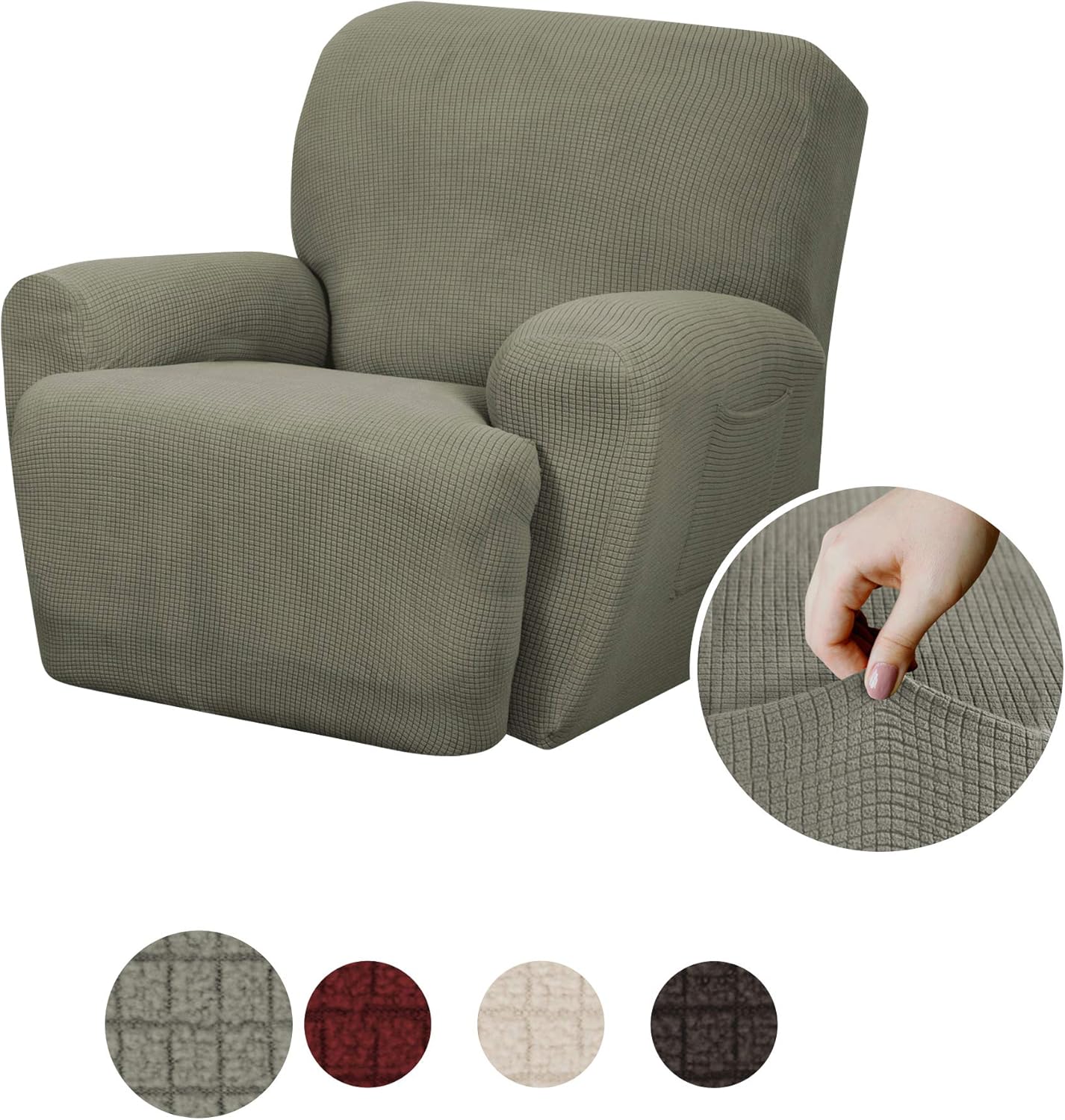 Maytex Reeves Stretch 4 Piece Recliner Arm Chair Furniture Cover