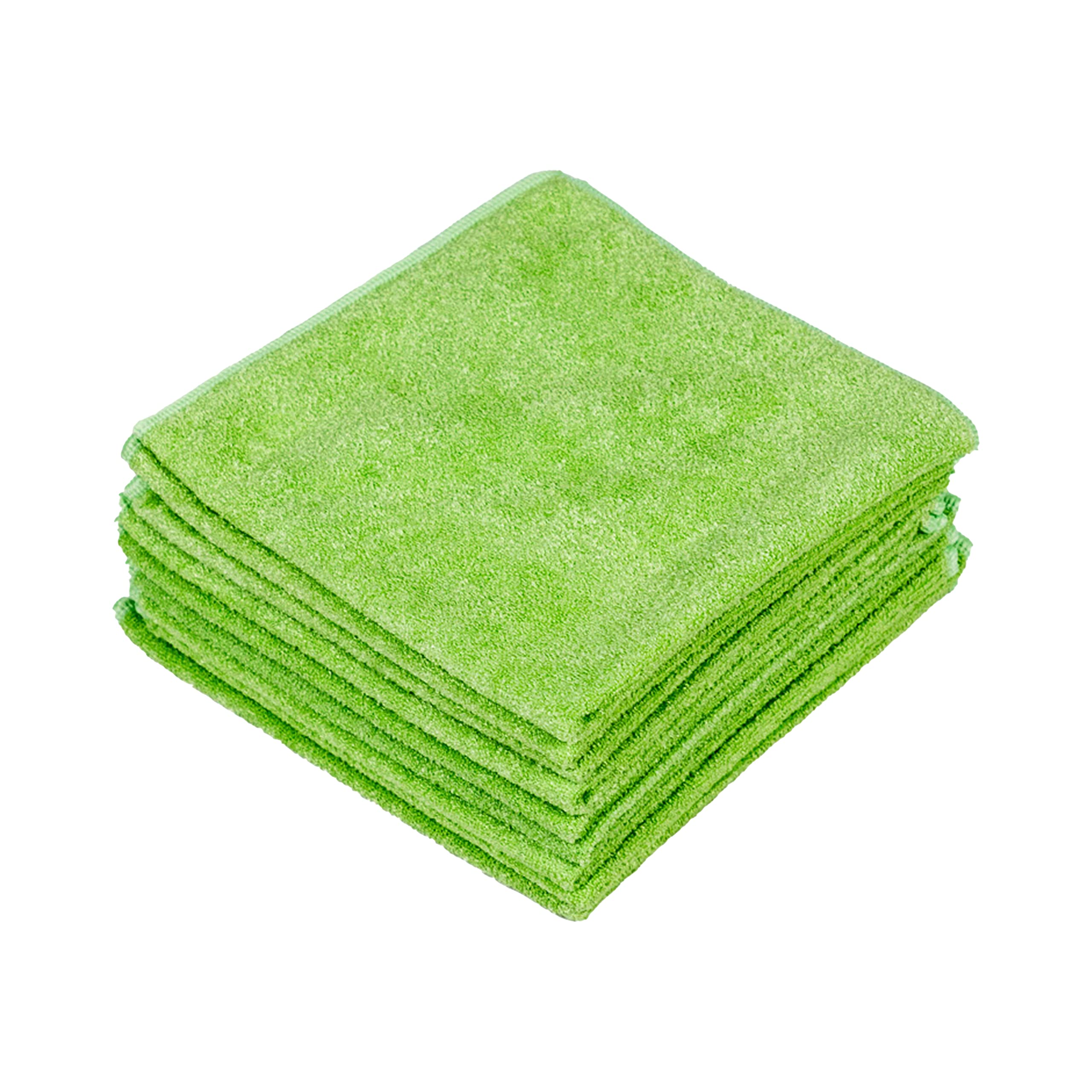 VIOVIE Professional Micro Cloth Pack of 10 40x40 cm Green Cleaning Cloths with Maximum Absorption of Dust, Dirt and Liquid, Durable Microfibre All-Purpose Cloths with Edge Protection Against Scratches