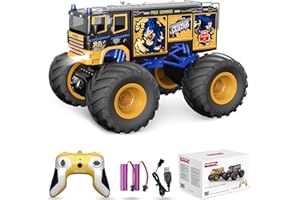 Desdoni Remote Control Car, RC School Bus for Kids, RC Monster Truck Toy 2.4GHz 1:18 Scale Model Vehicle with LED Lights Sounds Racing Sport Toy Car for Adults Boys Girls Kids Gift 2Pcs Batteries