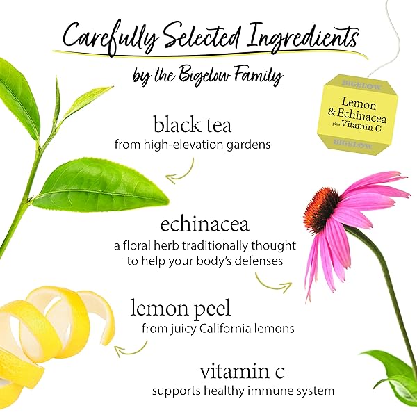 BIGELOWTEA LEMON AND ECHINACEA BLACK TEA 18CT