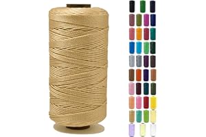 Tsuisho 1.5mm x 219 Yards Polyester String Cord for Knitting and Crochet, 100% Polypropylene Macrame Cord for Hats, Bags, Purses, Shoes, Plant Hangers, DIY Crafts - Khaki