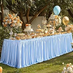 14ft Length Glitter Blue Table Skirt Rectangle