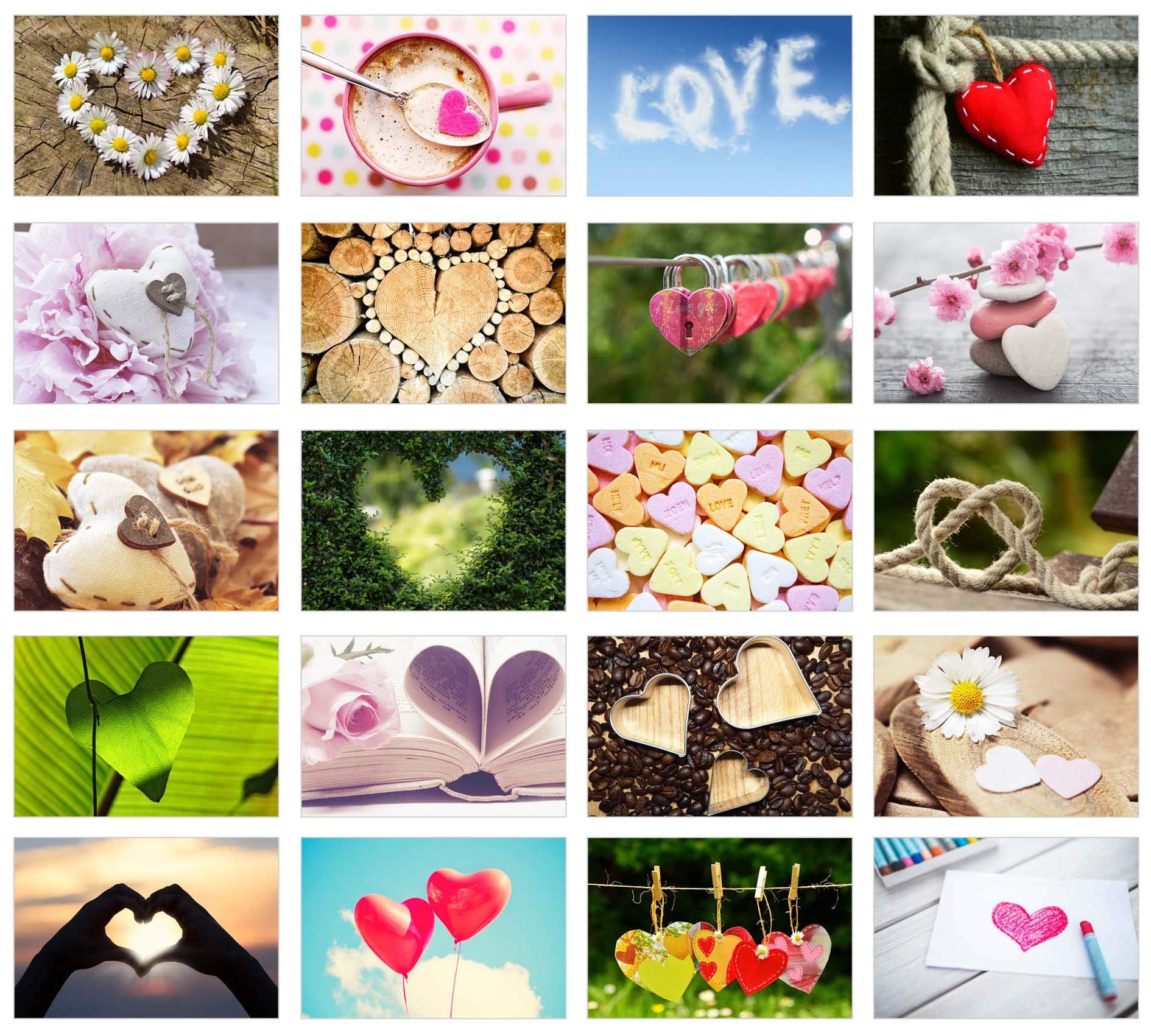 Edition Seidel Set of 20 Premium Wedding Postcards - Wedding Game: One Week Postcard - Wedding Gift - Love + Heart - Decoration Idea - Valentine's Day