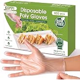 Keppi 600 Pack Disposable Food Prep Gloves &ndash; Clear Polyethylene, Latex- BPA &amp; Powder-Free &ndash; Bulk Kitchen Gloves for Cooking, Catering, BBQ, Baking, Restaurant Food Handling