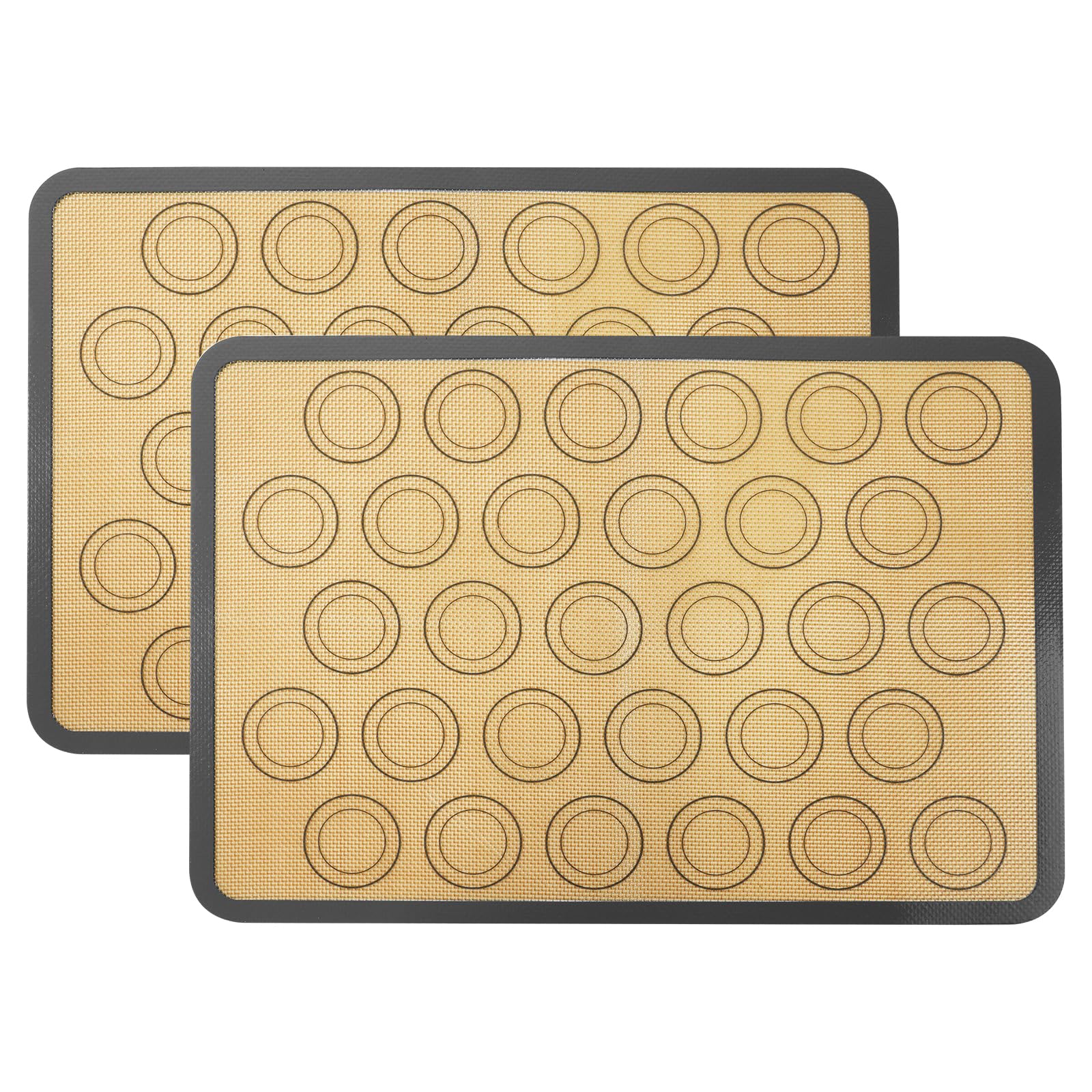 HOTUT Silicone Macaron Baking Mats, 42×29.5 cm Non Stick Baking Mat, 2 PCS Thick Silicone Baking Mats Sheet, Non-Slip Washable Reusable Baking Tray for Macaroons/Cake/Bread Making