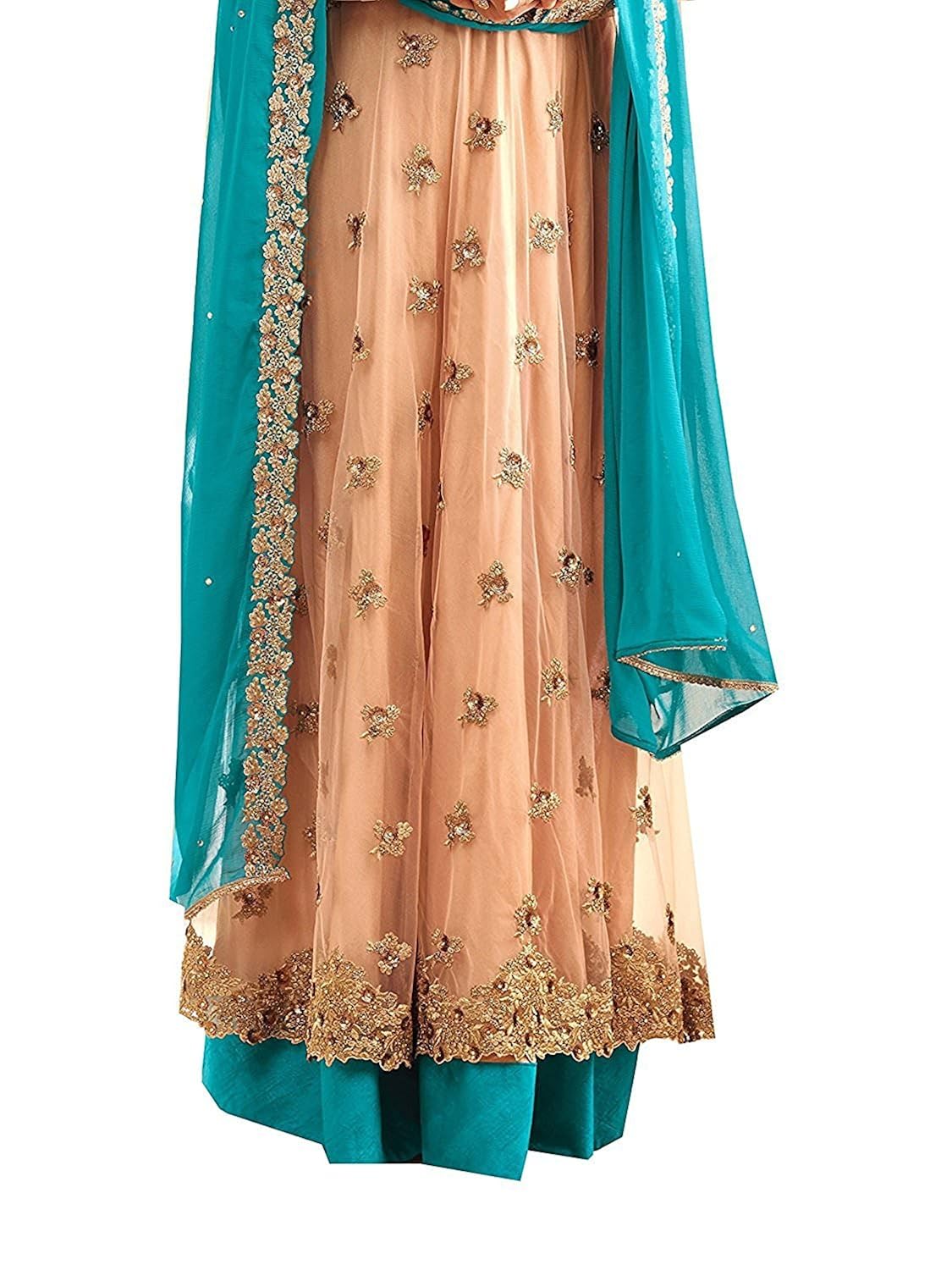 rthub women's embroidered and hand work semi stitched anarkali salwar suit maskeen