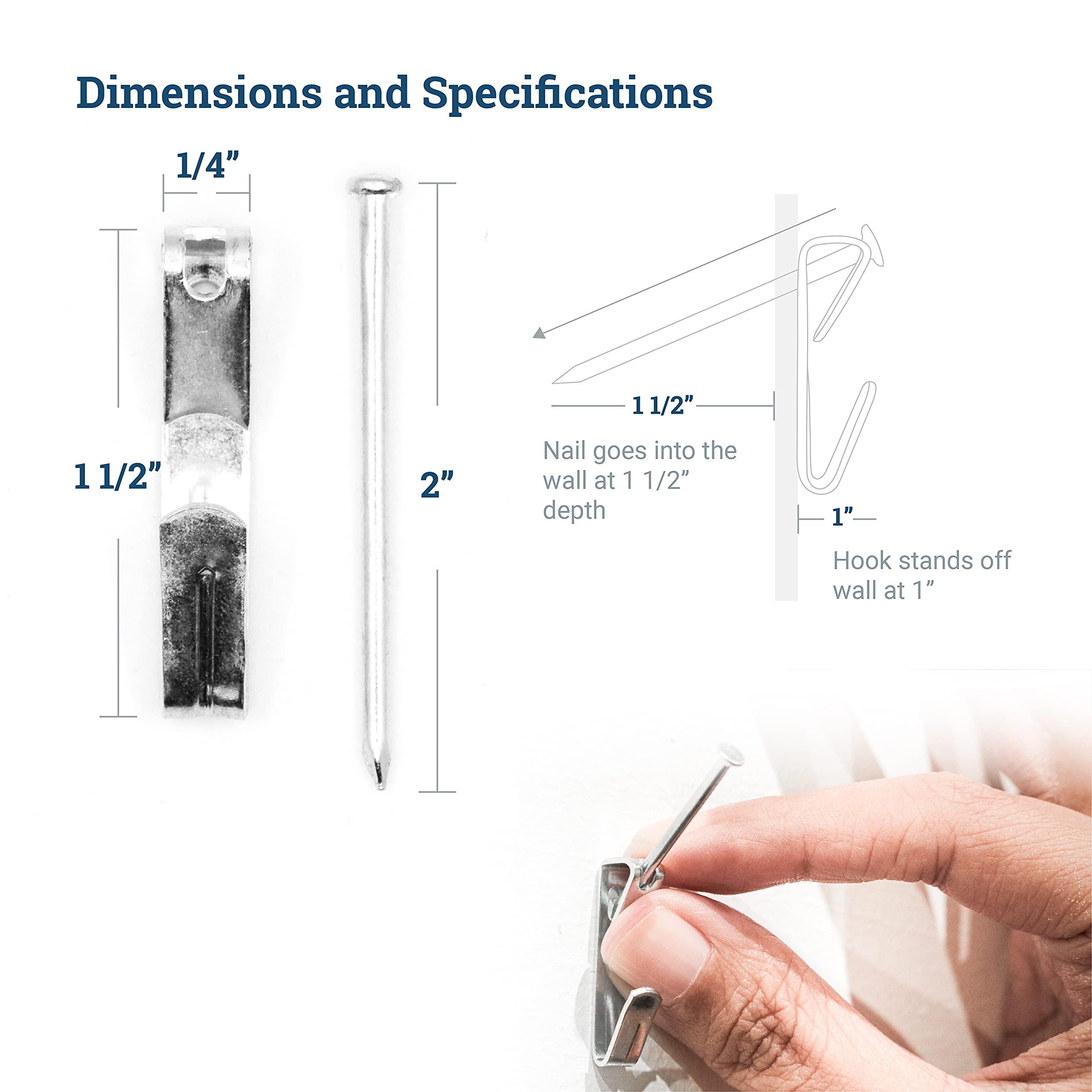50 lb Picture Hanger Hooks with Nails - Heavy Picture Hangers 50 lbs (50 Pack)